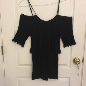 Off the shoulder black romper